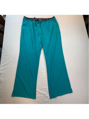 HeartSoul Women’s Scrub Pants Teal Drawstring Wide Leg Medical Uniform 2XL